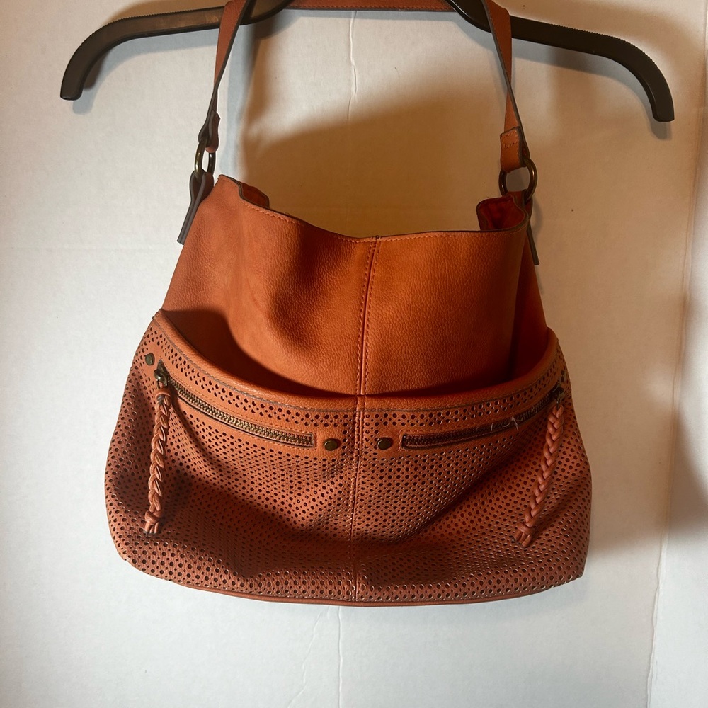 Sonoma Good For Life Tan Mini Tote Purse Zippers/ Pockets